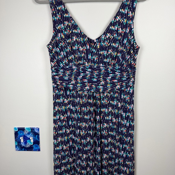 Lilly Pulitzer Sloane Maxi Dress Oh Buoy Navy Blue Jersey Stretch Large Nautical - Picture 5 of 11